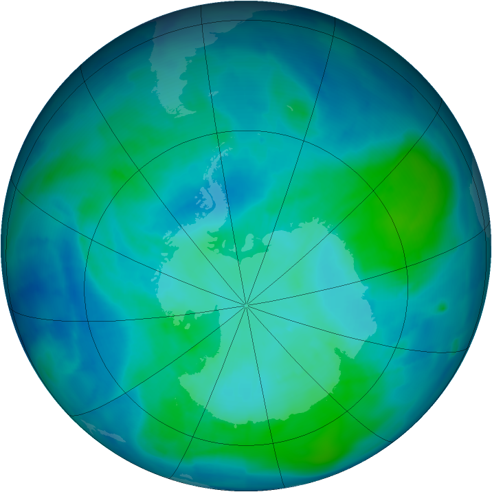 Antarctic ozone map for 26 January 2009